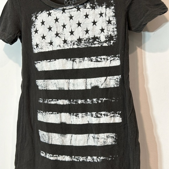 Chaser black white flag graphic short sleeve T-shirt women’s xs vintage wash - Picture 2 of 5